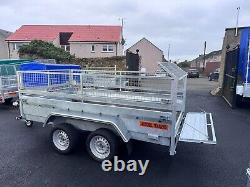 10 ft x 5 ft Trailer 2700kg twin axle with Loading Ramps and 40cm mesh