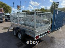 10x5ft Twin Axle FLAT Trailer with MESH SIDES UNBRAKED 750kg 300cm x 150cm