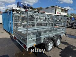 10x5ft Twin Axle FLAT Trailer with MESH SIDES UNBRAKED 750kg 300cm x 150cm