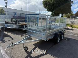 10x5ft Twin Axle FLAT Trailer with MESH SIDES UNBRAKED 750kg 300cm x 150cm