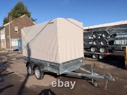 10x5ft Twin Axle Trailer High Frame and Cover UNBRAKED 750kg 300cm x 150cm