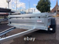 10x5ft Twin Axle Trailer High Frame and Cover UNBRAKED 750kg 300cm x 150cm