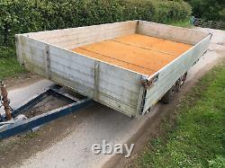 12ft Twin Axle Strong Flat Bed Drop Side Plant Removal Builder Car Cargo Trailer