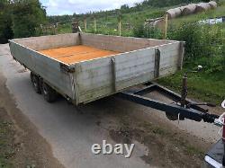 12ft Twin Axle Strong Flat Bed Drop Side Plant Removal Builder Car Cargo Trailer