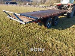 18ft x 7ft twin axle flat bed hay/strawithsilage bale trailer