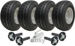 20.5x8.0-10 Twin Axle Trailer Kit Road Legal Wheels Hub & Stub Axles Hitch 750kg