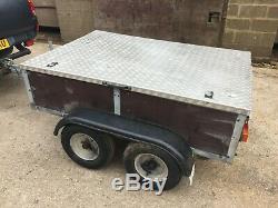 6'x 4'Twin Axle Car Trailer With Hinged Alloy Cover NO VAT Good Tyres & Spare