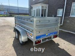 7.6 x 4.3ft Twin Axle Trailer Box High Sides 750kg Unbraked 232 x 130cm