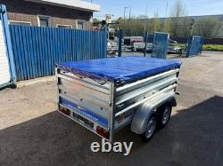 7.6 x 4.3ft Twin Axle Trailer Box High Sides 750kg Unbraked 232 x 130cm