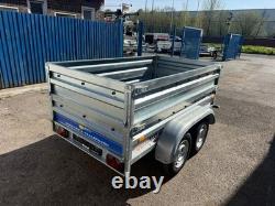 7.6 x 4.3ft Twin Axle Trailer Box High Sides 750kg Unbraked 232 x 130cm