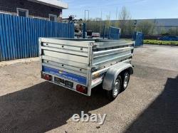 7.6 x 4.3ft Twin Axle Trailer Box High Sides 750kg Unbraked 232 x 130cm
