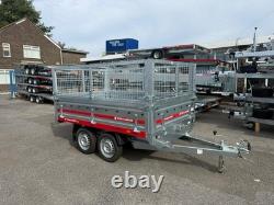 750kg Twin Axle Trailer 250cm x 150cm / 8ft x 5ft with Mesh & Drop Sides