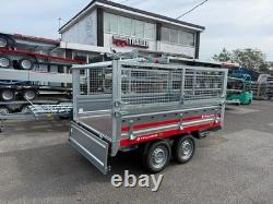 750kg Twin Axle Trailer 250cm x 150cm / 8ft x 5ft with Mesh & Drop Sides