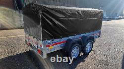 8'7 x 4'1 TWIN AXLE TRAILER with High Frame & Heavy Duty Cover H 80 cm