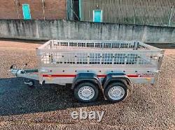 8'7x4'1 Twin Axle Car Trailer 750kg with Mesh Sides (263cmx125cm)