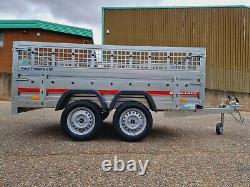 8'7x4'1 Twin Axle Tipping Trailer 750kg with Mesh Sides (263cmx125cm)