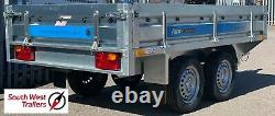 8'8x5' Twin Axle Trailer 750kg DROPSIDE / FLAT BED 263cmx150cmx32cm INC VAT