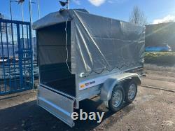 8ft x 4.4ft TRAILER BOX HIGH SIDES TWIN AXLE 250cm x 135cm 750kg UNBRAKED
