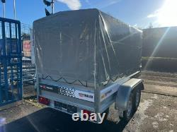 8ft x 4.4ft TRAILER BOX HIGH SIDES TWIN AXLE 250cm x 135cm 750kg UNBRAKED