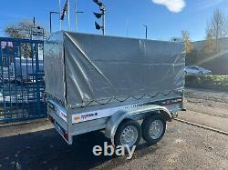8ft x 4.4ft TRAILER BOX HIGH SIDES TWIN AXLE 250cm x 135cm 750kg UNBRAKED