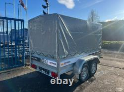 8ft x 4.4ft TRAILER BOX HIGH SIDES TWIN AXLE 250cm x 135cm 750kg UNBRAKED