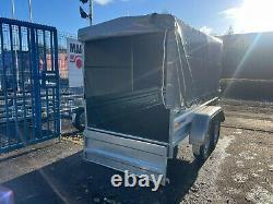 8ft x 4.4ft TRAILER BOX HIGH SIDES TWIN AXLE 250cm x 135cm 750kg UNBRAKED