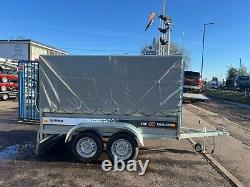 8ft x 4.4ft TRAILER BOX HIGH SIDES TWIN AXLE 250cm x 135cm 750kg UNBRAKED