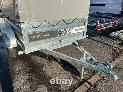 8ft x 4.4ft TRAILER BOX HIGH SIDES TWIN AXLE 250cm x 135cm 750kg UNBRAKED