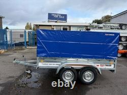 8ft x 4.4ft Twin Axle Trailer 750kg with Frame & 80cm High Cover Heavy Duty