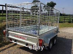 8x4 TWIN AXLE BRAKED, CAGED, BOX TRAILER, WITH LOADING RAMP