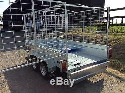 8x4 TWIN AXLE BRAKED, CAGED, BOX TRAILER, WITH LOADING RAMP