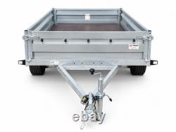 9 x 5ft Trailer TWIN AXLE Flat Bed with Sides 750kg 265cm x 147cm UNBRAKED