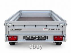 9 x 5ft Trailer TWIN AXLE Flat Bed with Sides 750kg 265cm x 147cm UNBRAKED