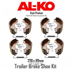 AL-KO Type 230x60 235X60 (61mm)Trailer Brake Shoes 1213890 384509 Twin Axle Set