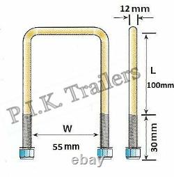 Axle U Bolts x 8 Twin Leaf Spring Bump Stop Clamp Base for Ifor Williams Trailer