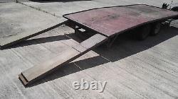 BATESON CAR TRAILER TRANSPORT TWIN AXLE FLATBED BEAVERTAIL RAMPS 14FT x 6FT