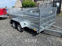 BRAND NEW 10FT x 5FT TWIN AXLE BORO TRAILER WITH 40CM MESH 750KG