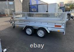 BRAND NEW 10ft x 5ft TWIN AXLE TRAILER WITH 40CM MESH 1300KG BRAKED