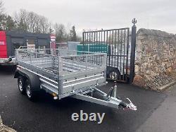 BRAND NEW 10ft x 5ft TWIN AXLE TRAILER WITH 40CM MESH 1300KG BRAKED