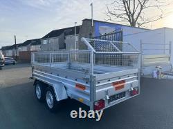 BRAND NEW 10ft x 5ft TWIN AXLE TRAILER WITH 40CM MESH 1300KG BRAKED