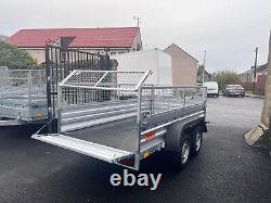 BRAND NEW 10ft x 5ft TWIN AXLE TRAILER WITH 40CM MESH 1300KG BRAKED