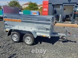 BRAND NEW 7,7ft x 4,2ft TWIN AXLE DOUBLE BROADSIDE TRAILER WITH RAMP