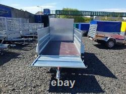 BRAND NEW 7,7ft x 4,2ft TWIN AXLE DOUBLE BROADSIDE TRAILER WITH RAMP