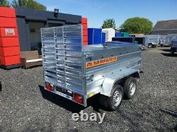 BRAND NEW 7,7ft x 4,2ft TWIN AXLE DOUBLE BROADSIDE TRAILER WITH RAMP