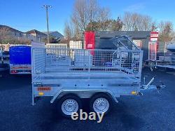 BRAND NEW 8,2ft x 4,3ft TWIN AXLE TRAILER WITH 60CM MESH AND RAMP 1300KG BRAKED