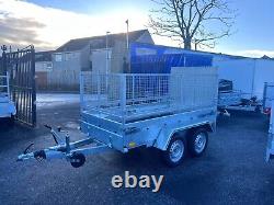 BRAND NEW 8,2ft x 4,3ft TWIN AXLE TRAILER WITH 60CM MESH AND RAMP 1300KG BRAKED