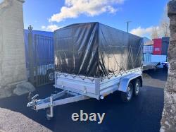 BRAND NEW 8,7ft x 4,2ft TWIN AXLE NIEWIADOW TRAILER WITH FRAME AND COVER 750KG