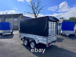 BRAND NEW 8,7ft x 4,2ft TWIN AXLE WITH 150CM FRAME COVER AND RAMP TRAILER