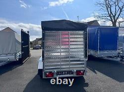 BRAND NEW 8,7ft x 4,2ft Twin Axle Niewiadow Trailer With Frame, Cover and Ramp