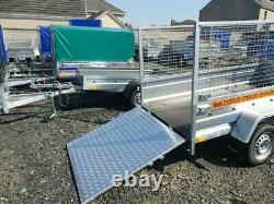 BRAND NEW MODEL 8.7x4.2 TWIN AXLE TRAILER WITH 80CM MESH AND A RAMP 750KG